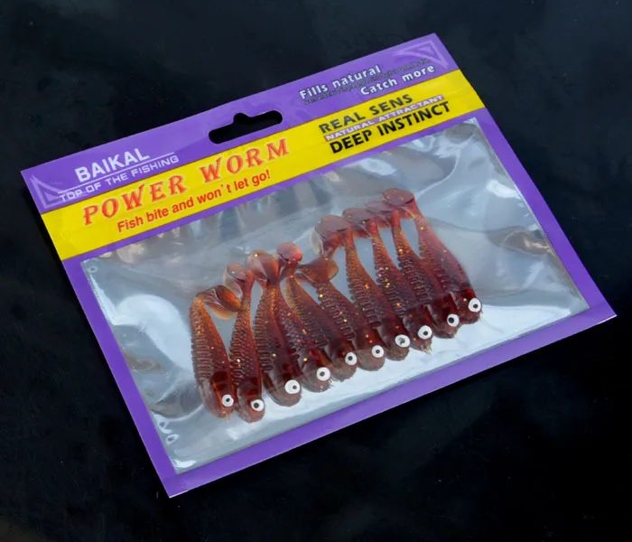 Kleiner Fisch weicher Köder 5cm künstliche Köder mit Fisch geruch grün lila leuchten im dunklen Wurm 10 teile/beutel – Detail 5