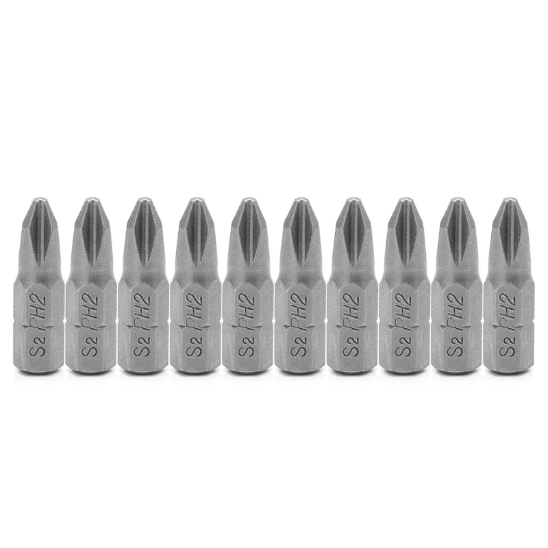 10 Pcs S2 Steel Screwdriver Bits 25mm Hex Shank Torque PH2 Antislip Magnetic for car accessories