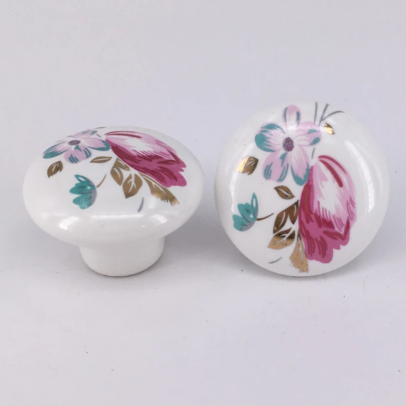 

6PCS Countryside Tulip Flower Ceramic knob / Kids Cabinet Drawer Pull knob / Bedroom Kitchen Dresser knob pull handle