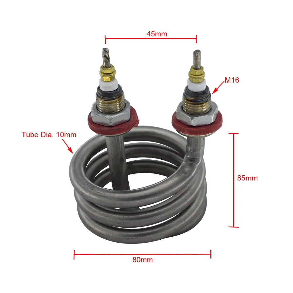 Stainless Steel Electric Heating Pipe Element 220V 2.5KW Spiral Distillation Water Heater Element Boiling Water