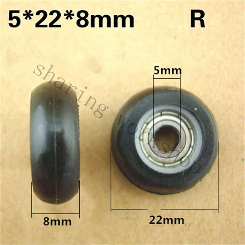 SWMAKER 5 * 22 * 8mm plastic bag pulley small wheels flexible pulley with bearing 625zz plastic pulley Round type pulley