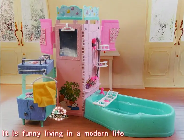 

original for bath for barbie bathtub doll bathroom furniture ccessories 1/6 bjd doll showe mirror makeup child toy gift