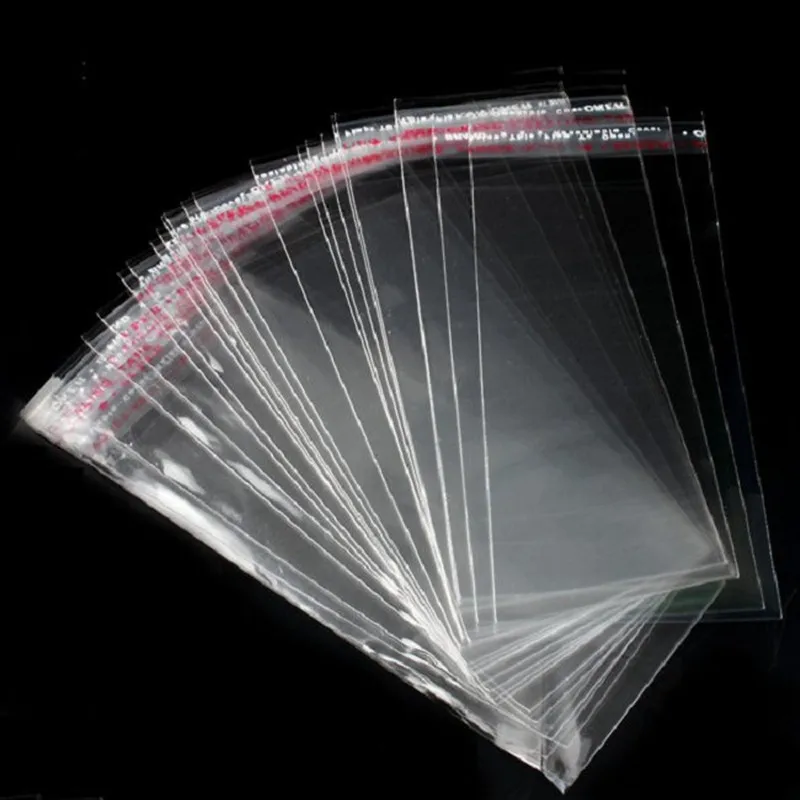 

Promotion self sticker long plastic bag 6*24cm with 3cm fold clear OPP bag 600pieces a lot Free Shipping