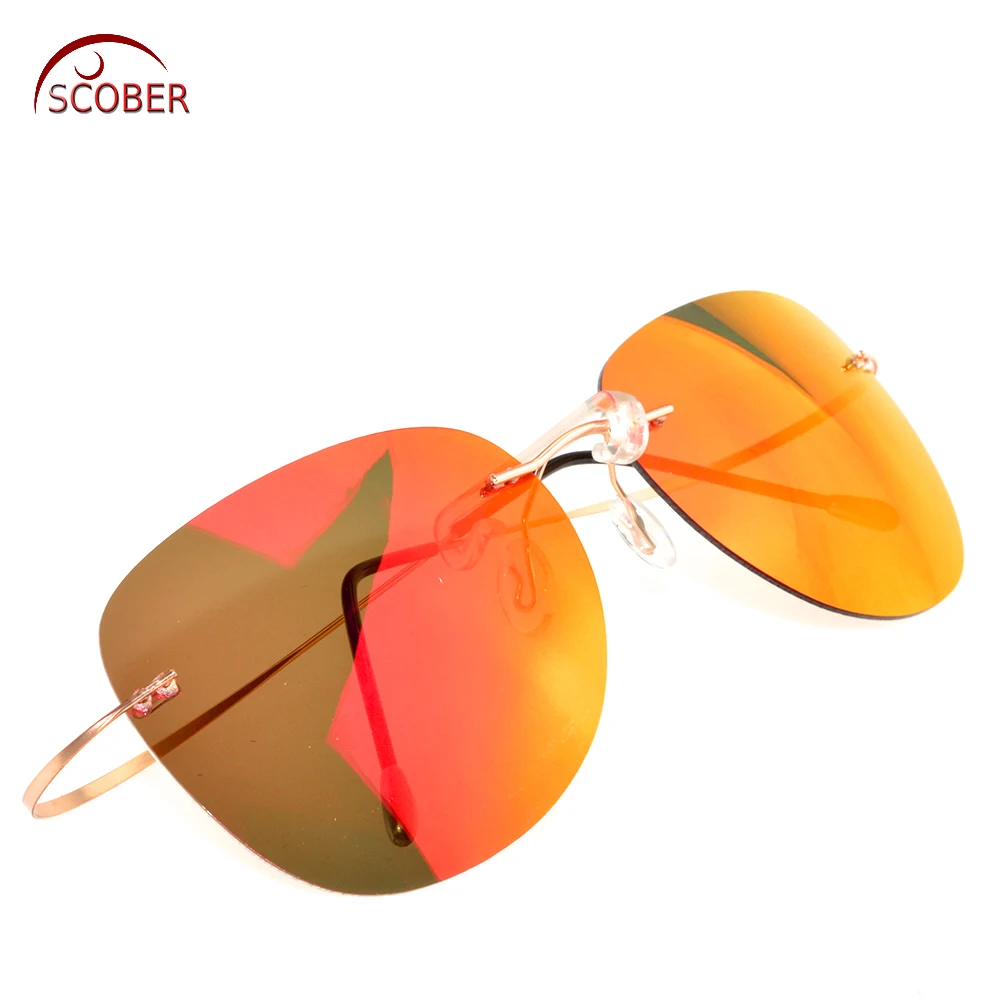 = SCOBER = New Designer Rimless Polarized Sunglasses Ultra Light elastic Radiation  Anti-UV Mirror lenses