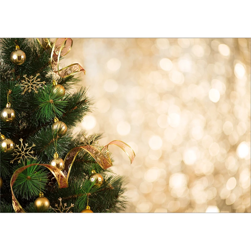 Allenjoy Christmas photography backdrops Christmas tree gold bokeh luxury bells background professional