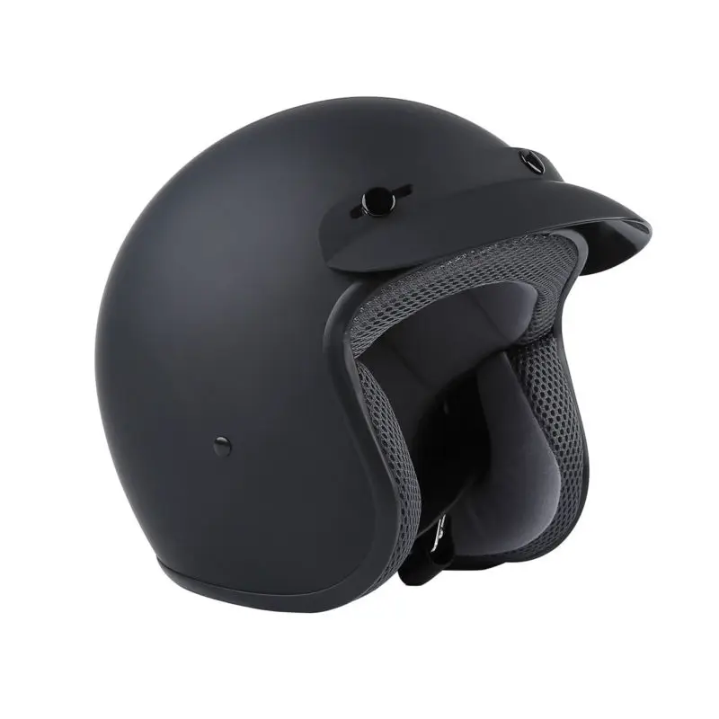 DOT Matte Black 3/4 Open Face ABS Adult Helmet Scooter Motorcycle Helmets S/M/L/XL For all seasons Sun Visor