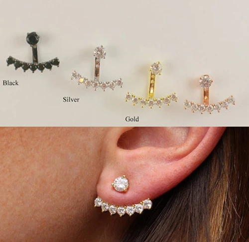 factory selling high quality 100% 925 sterling silver bling simulated CZ fashion ladies women ear jacket earring