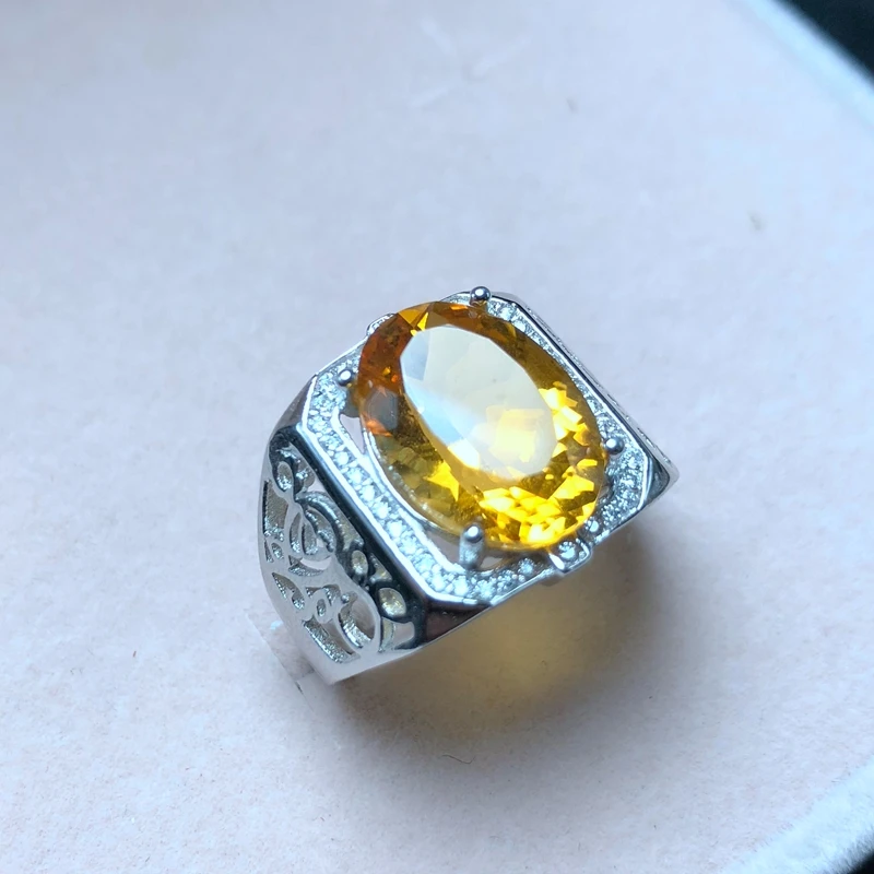 Atmospheric men's ring, 925 silver, a variety of citrine, photo taken. Manufacturing, new process