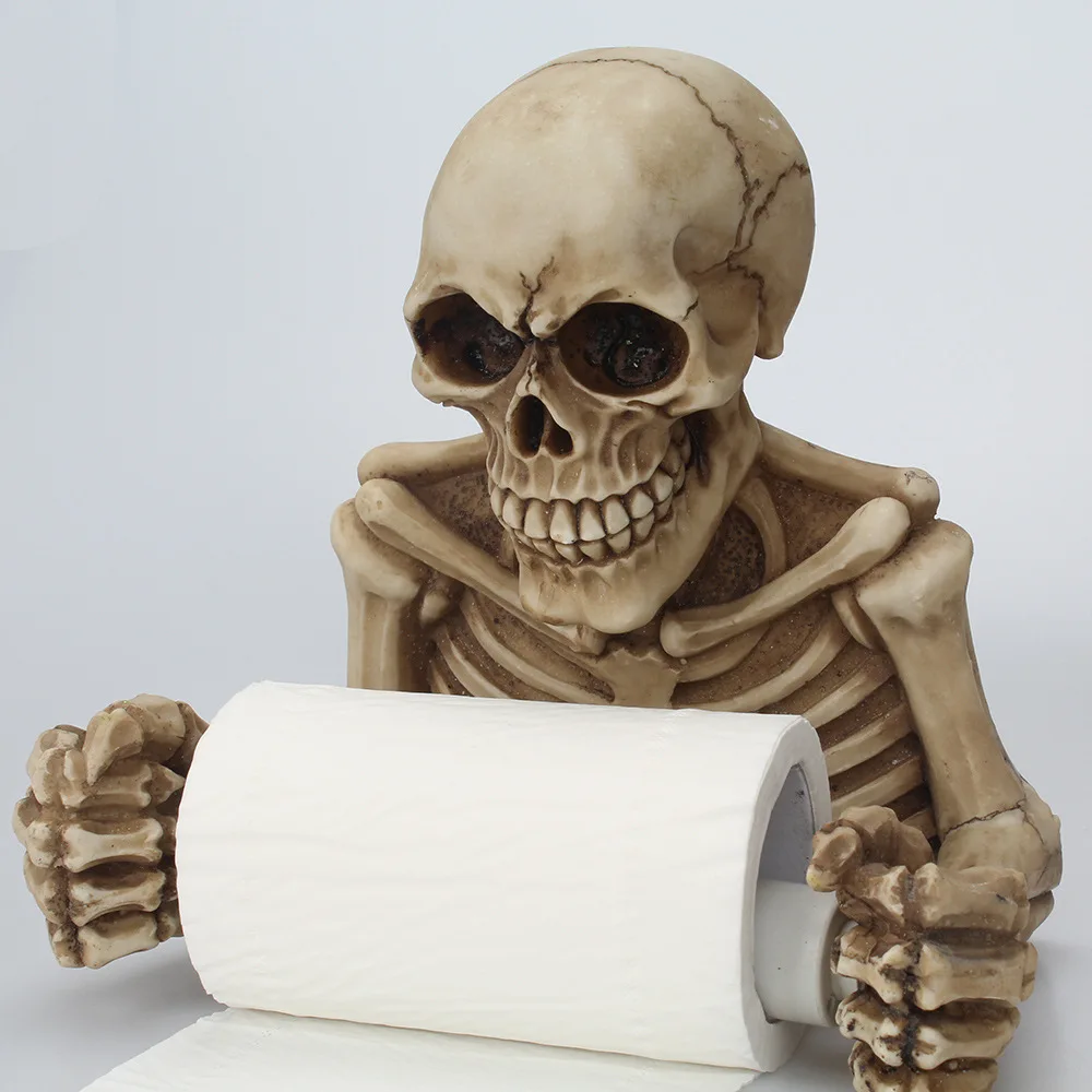 Toilet Tissue Storage Rack, Toilet Bathroom Paper Towel Storage Box, Wall-mounted Skull Roll Paper Shelf, Terror Tissue Holder