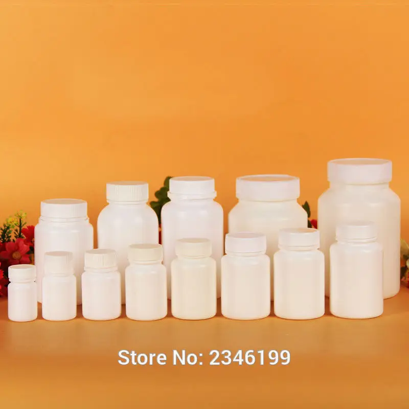 500G 20pcs/lot Round Shape Design PE Plastic Capsule Bottle, Empty Medicine Pill White Refillable Bottle, Powder Solid Container