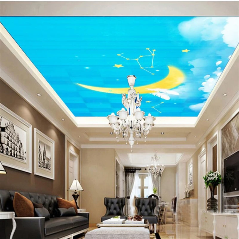 

wellyu papel de parede Custom wallpaper 3d обои dream white clouds sky moon living room zenith bedroom hotel 3d wallpaper behang