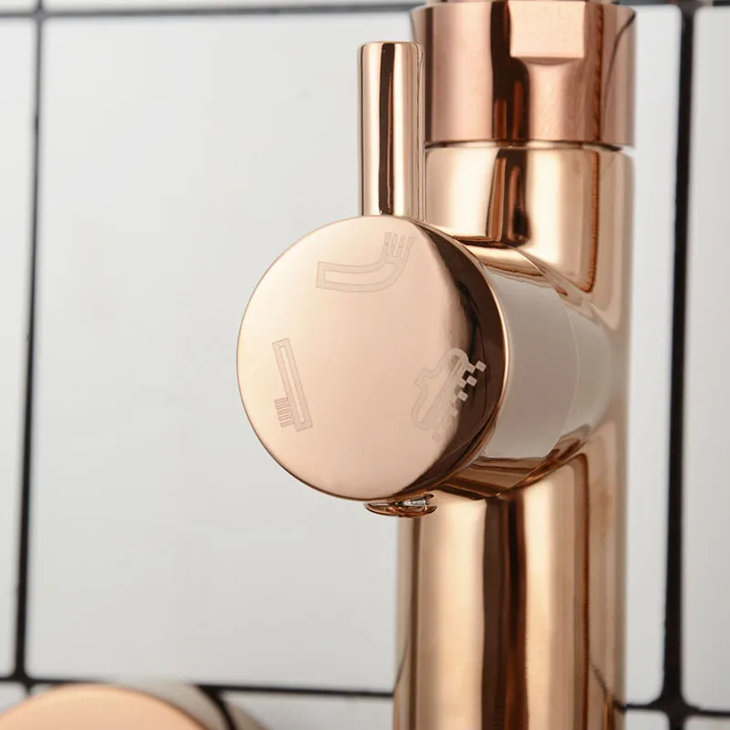 Gold & Rose Gold Color Brass Bathroom Shower Set Wall Mounted Shower Faucet Cold and Hot Water Mixer Rain Bath Set System