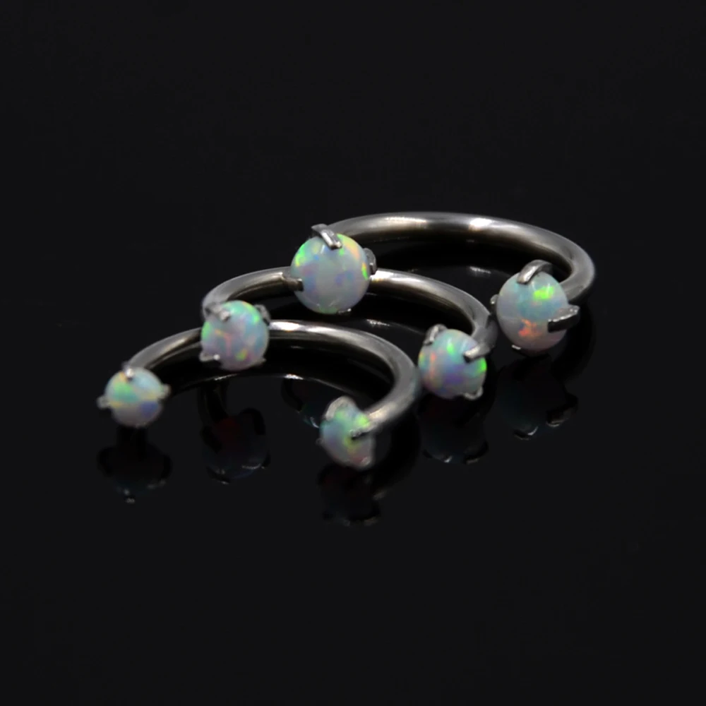 3Pcs Mixed Size Internally Thread Opal Zircon Horseshoe Circular Barbell Ear Cartilage Helix Septum Nose Labret Piercing Jewelry