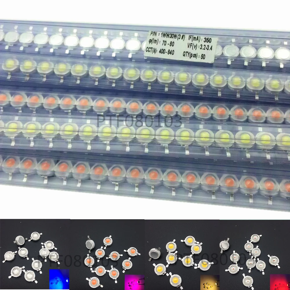 

10pcs LED Diodes Light Chip 1W / 3W Neutral Cool Warm White Red 660nm Blue 445nm Green Yellow IR UV Full Spectrum Grow Light