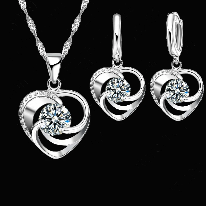 925 Sterling Silver Necklace and Earrings Set for Women