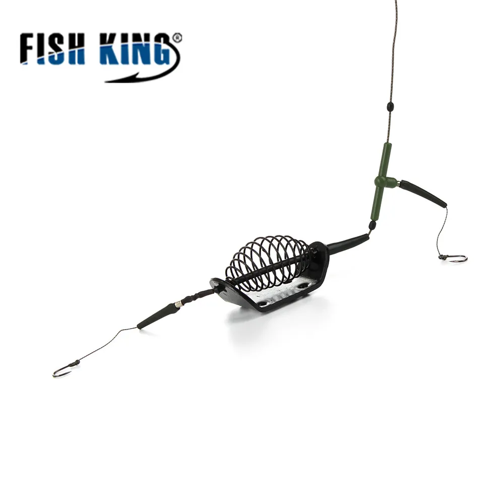 

FISH KING Fishing Bait Cage 20g 30g Fish Bait Lure Copper Trap Basket Feeder Holder With Hooks Carp Fishing Tackle Accessories