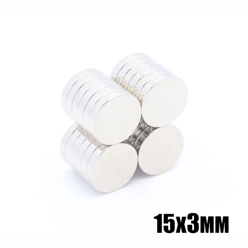 

100Pcs 15x3 mm Neodymium Magnet Permanent N35 15mm x 3mm NdFeB Super Strong Powerful Magnetic Magnets Small Round Disc