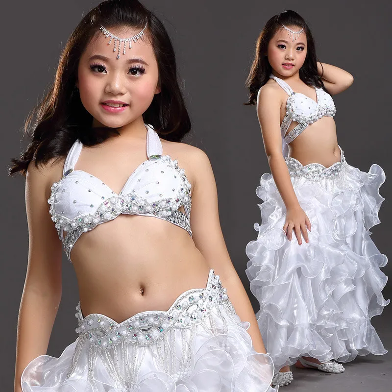 New Style Belly Dance Costume Clothes Wear Kids Dance Child Bellydance Children Gift Indian Dance 3pcs Bra&Belt&Skirt SF860