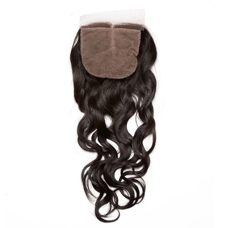 Silk Base Closure Malaysia Water Wave 100% Human Hair With Baby Hair Hidden Knots Closure Brown Lace Dolago Virgin Hair