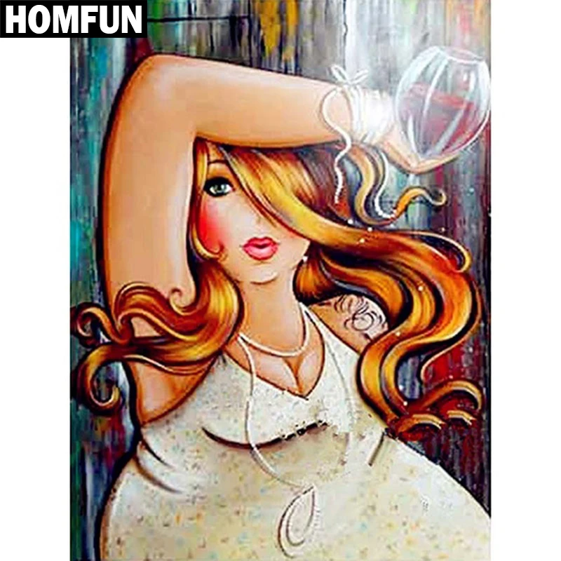 

HOMFUN полная квадратная/круглая дрель 5D DIY алмазная живопись "Толстая женщина" вышивка крестиком 3D домашний декор подарок A06322