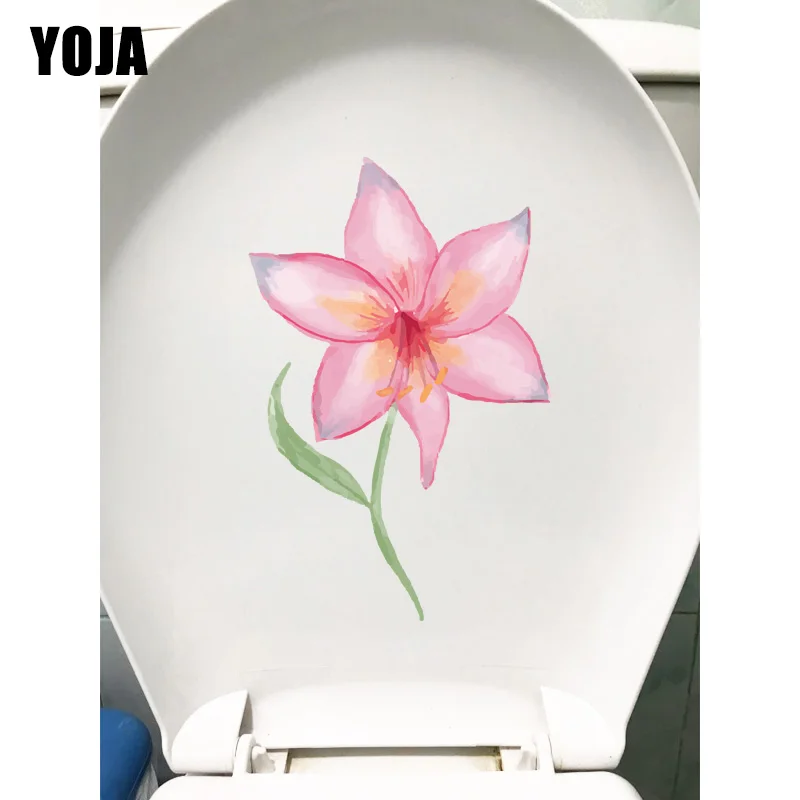 YOJA 15*23CM Hand-Painted Six-Petal Flower Cartoon Wall Sticker Kids Room Toilet WC Decor T1-0470