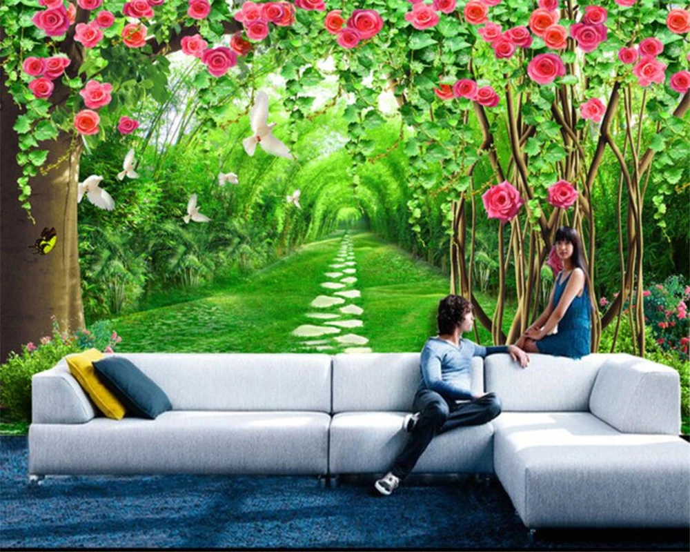 

beibehang Custom Wallpaper Home Decorative Mural Flower Vine Bamboo Forest Road 3D TV Sofa Background Wall mural 3d wallpaper