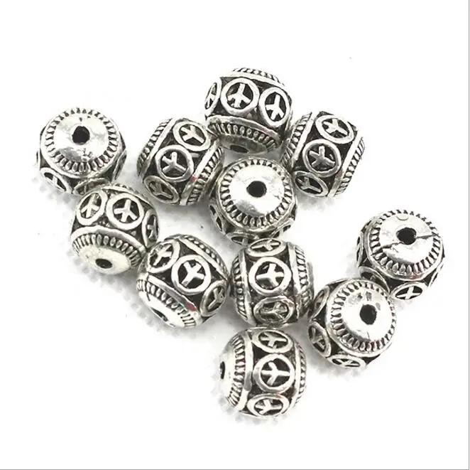 10pcs Small Hole 2mm,Tibetan Silver Spacer Beads for Jewelry Making DIY Handmade Charm Beads Bracelet Necklace Jewelry Findings