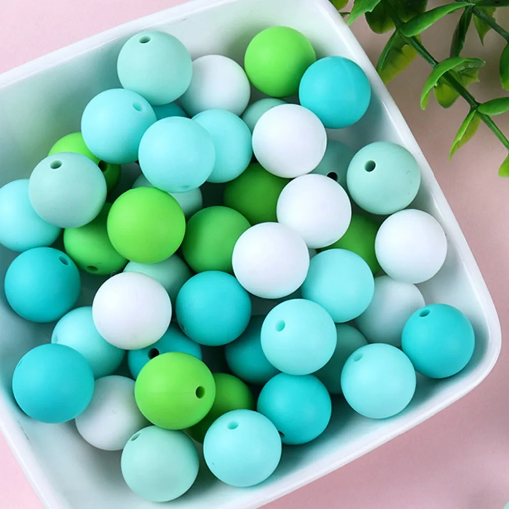 TYRY.HU 10pc Round Loose Silicone Beads 12mm Food Grade Colorful Teething Silicone Bead chewable For jewelry Making Necklace DIY