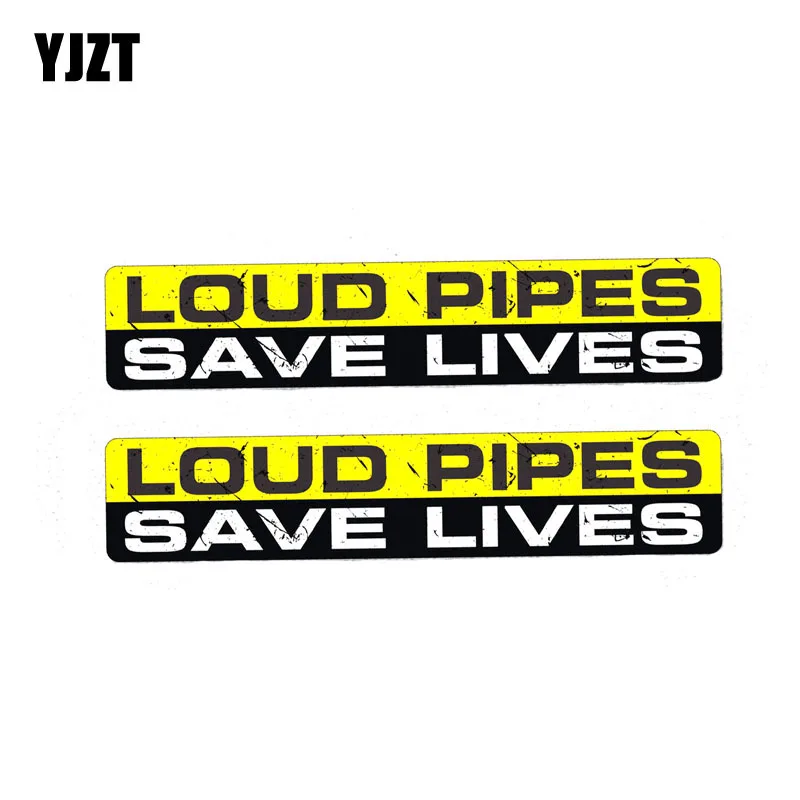 YJZT 2X 15CM*3CM Warning LOUD PIPES SAVE LIVES Funny PVC Car Sticker Body Decal 12-0019