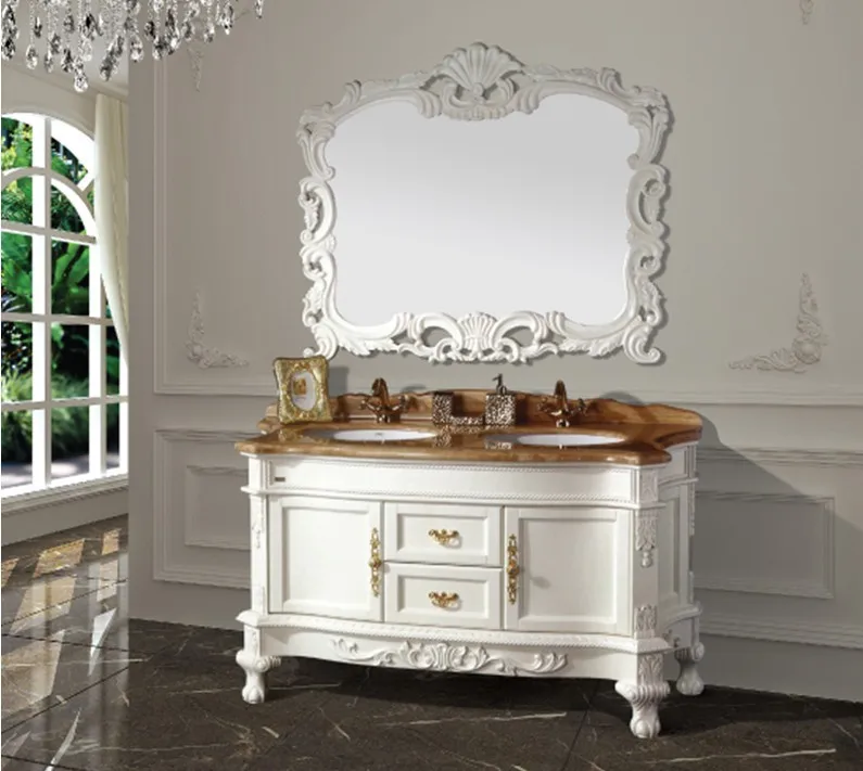 hot sales new arrival antique bathroom cabinet  with mirror and basin counter top  classic bathroom vanity