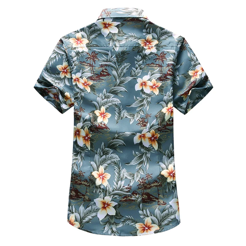 Men personality floral printed casual Short sleeve shirts camisa masculina fashion Beach Hawaiian Shirt clothing 5XL 6XL 7xl