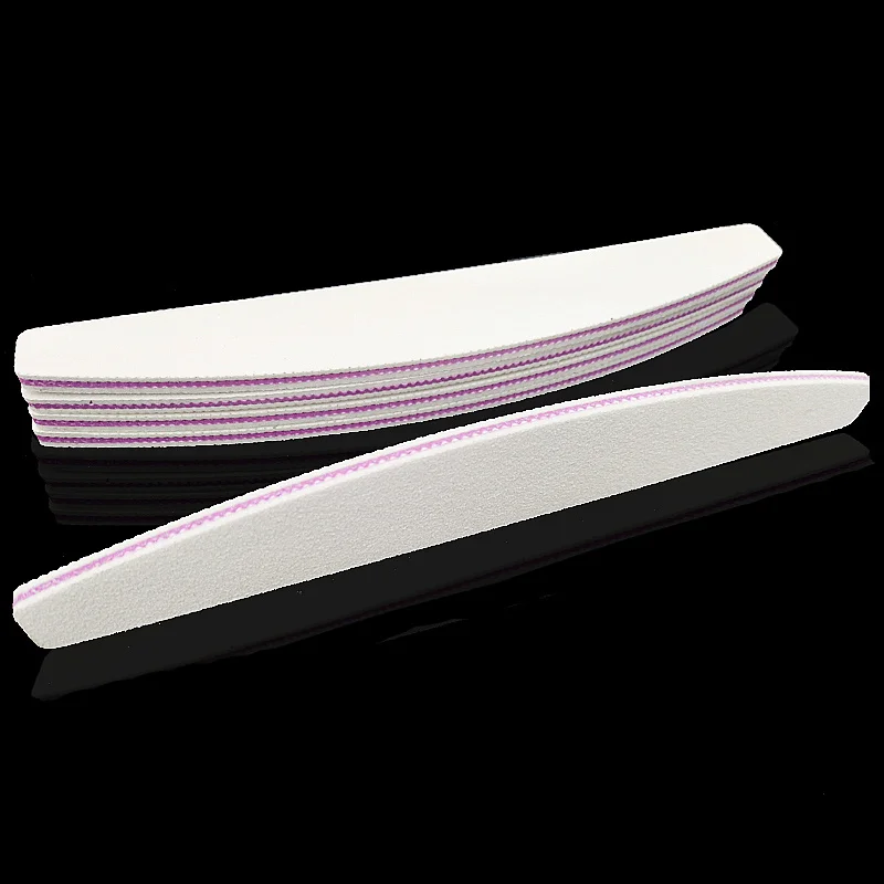 High Quality 10pcs Strong Thick Nail Files Nagel Vijlen 100/180 Curve Banana Nail Art Care Lime a Ongles Manicure Nails Buffers