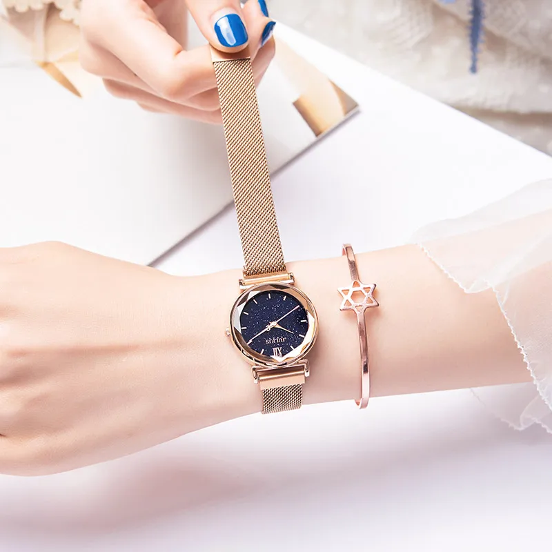 Magnetic Buckle Blue Sandstone Women's Watch Japan Mov't Lady Hours Fine Fashion Steel Bracelet Girl's Gift Julius Box 1172