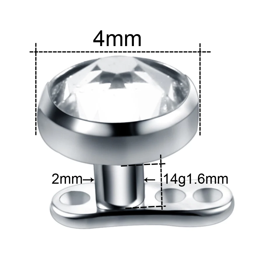 1pc G23 Titanium Piercing Micro Dermal Micro Dermal Crystal Horseshoe Ring Belly Button Navel Rings Body Jewelry
