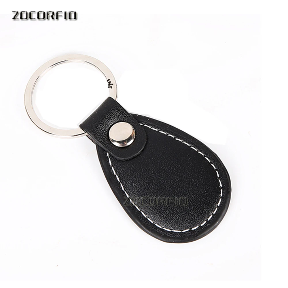 10 PCS 125 KHZ keyfobs RFID e um leitor RFID 125 KHZ USB de couro/couro estilo