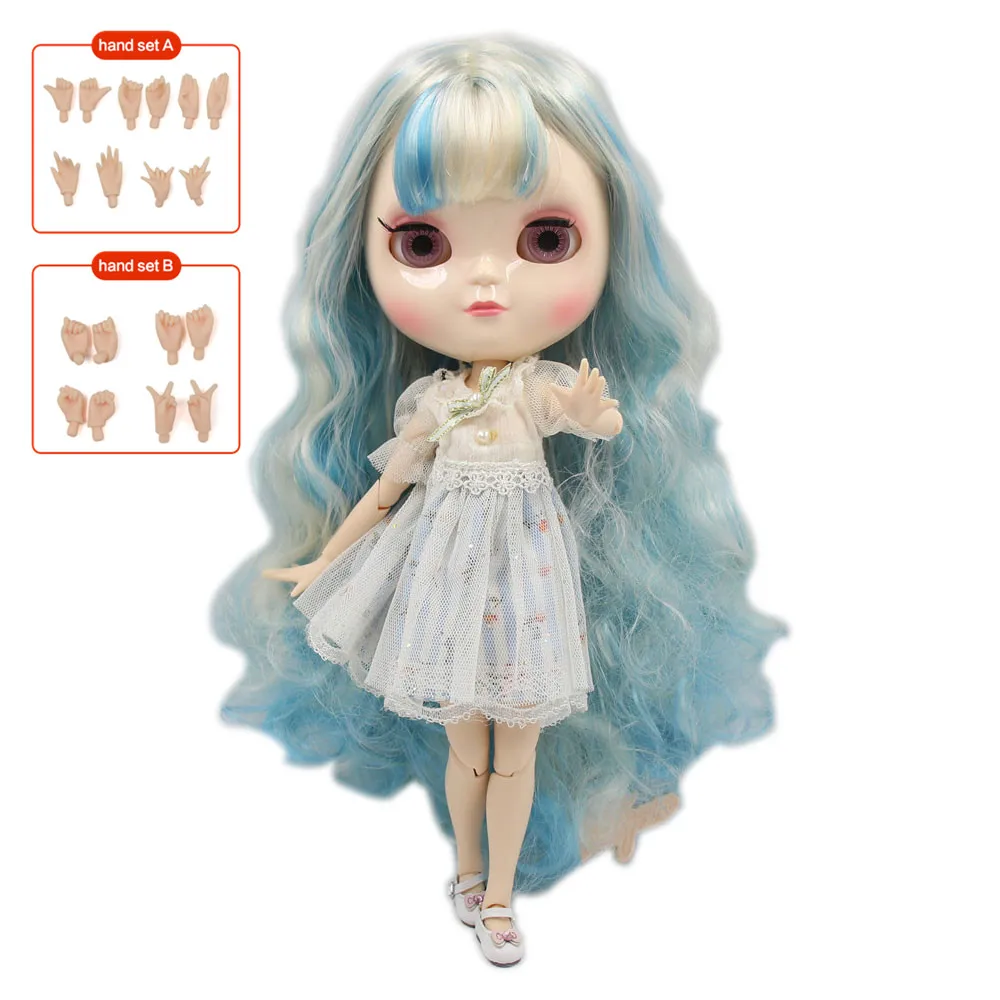 

Cute ICY 1/6 joint body doll 30cm high,Blue mixed gold long hair ,including hand set AB Gift for girls. No.BL6227/6025