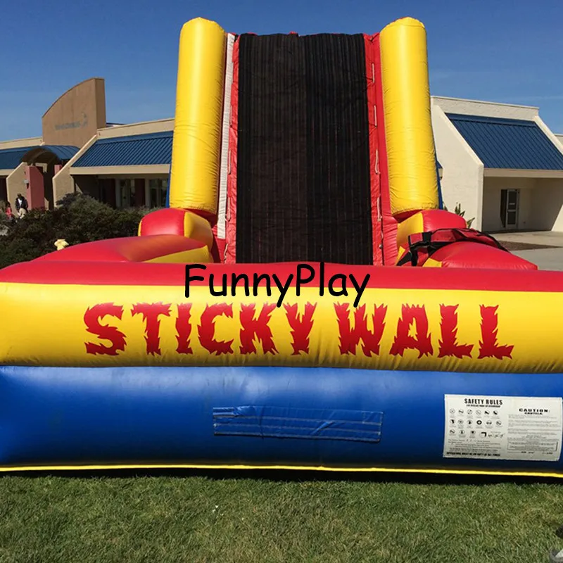 Commercial outdoor bouncing inflatable stick wall, carnival game inflatable sticky wall with free blower climbing sticky wall