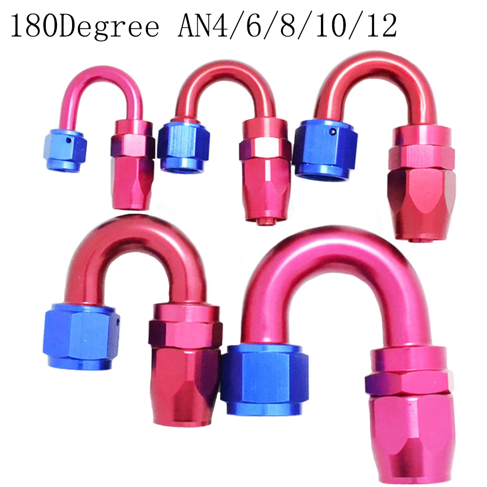 180 Degree AN 4 6 8 10 12 Oil/Fuel/Swivel Hose Aluminium FittingS Swivel AN Fitting Adapter Oil Fuel Reusable Fitting Hose End