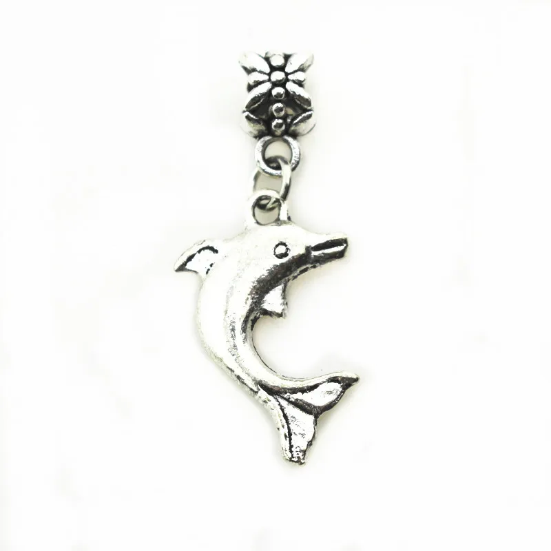 

Hot selling 50pcs Dolphin Charms Big Hole European Beads dangle charms diy fashion bracelets jewelry accessory Hanging Charm