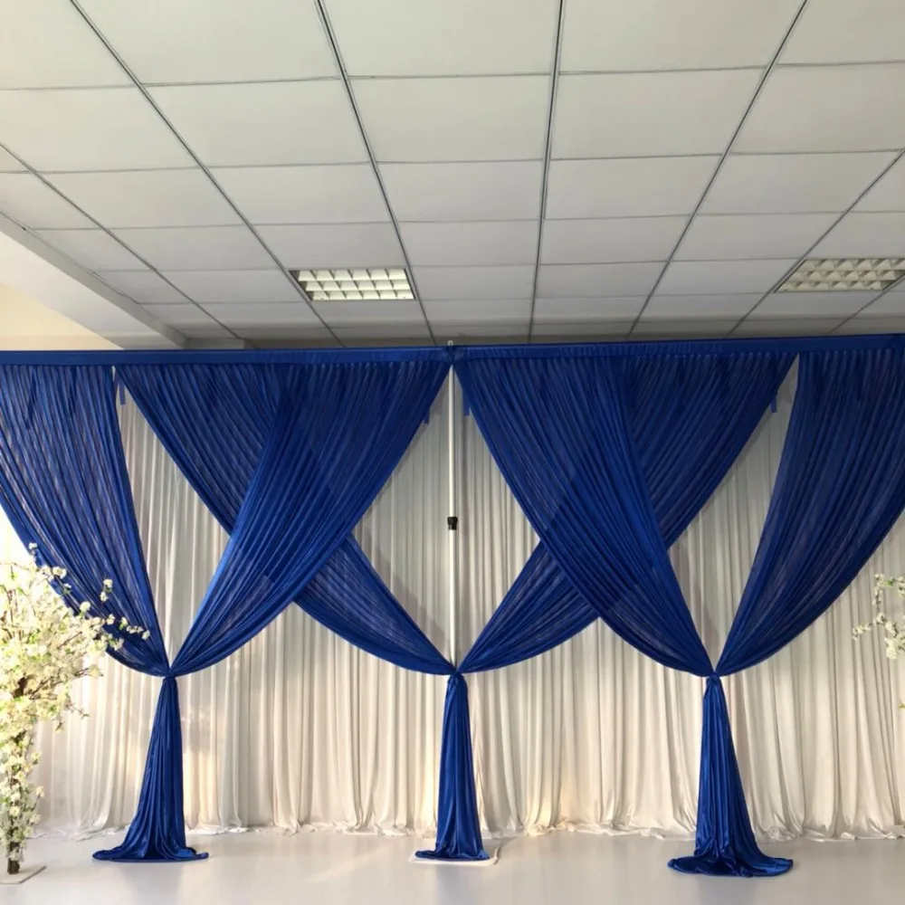 

2019 April New Arriaval 3m H x6mW Royal Blue Front Nomantic Swag Drapes For Backdrop Wedding Party Decoration