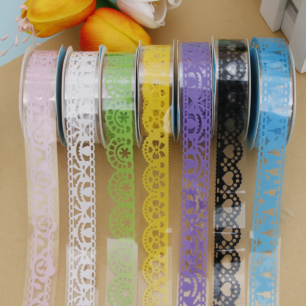 

1pcs 18mm DIY Candy Color Washi Lace Tape Sticker Roll Decorative Scrapbooking Paper Masking Tape Self Adhesive Ornament Tape