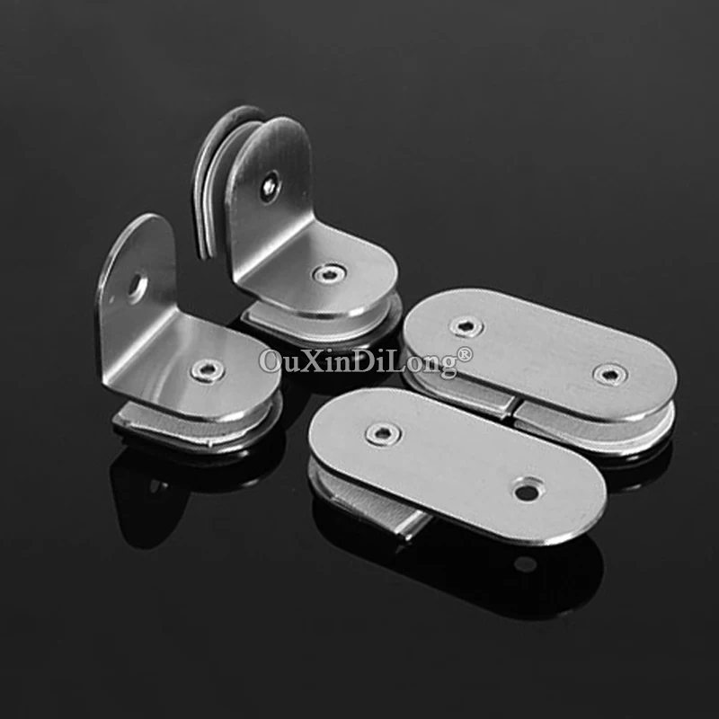 HOT 8PCS Stainless Steel Glass Clamps Clips Glass Fixed Holder Brackets Shelf Support Connectors Brushed Finished Silver Tone