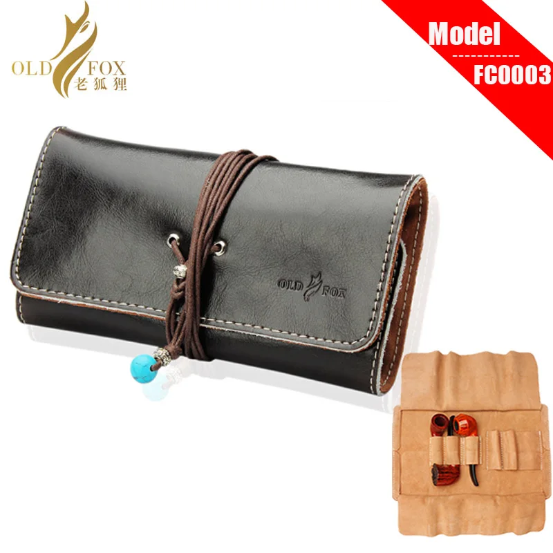 OLDFOX Good Durable Portable Litchi PU Leather Pipe Pouch/Case/Bag for 2 Smoking Pipes with Little Bag Inside fc0001-fc0056