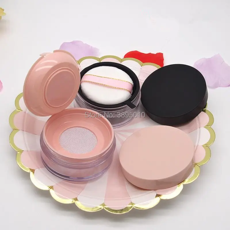 

200Pcs 20g Empty Reusable Plastic Loose Powder Compact Container DIY Makeup Powder Case with Elasticated Net Sifter