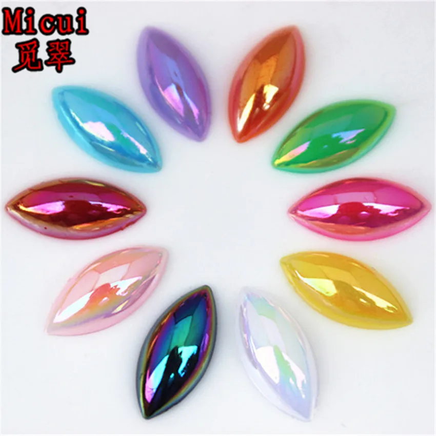 Micui 100pcs 7*15mm Horse Eye Crystal AB Acrylic Flatback Rhinestones Crystal Stones Non Hotfix Scrapbook Strass for Craft MC447