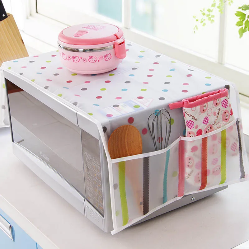 DusSimple Microwave Oven Cover Kitchen Oil Dust Waterproof Double Pockets Kitchen Accessories Supplies Home Decoration