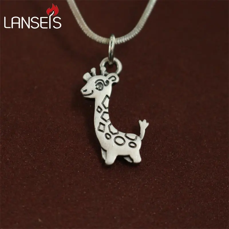 

lanseis 20pcs wholesale tiny Cute Cartoon giraffe pendants for women necklace Animal jewelry Simple necklace gift for friend