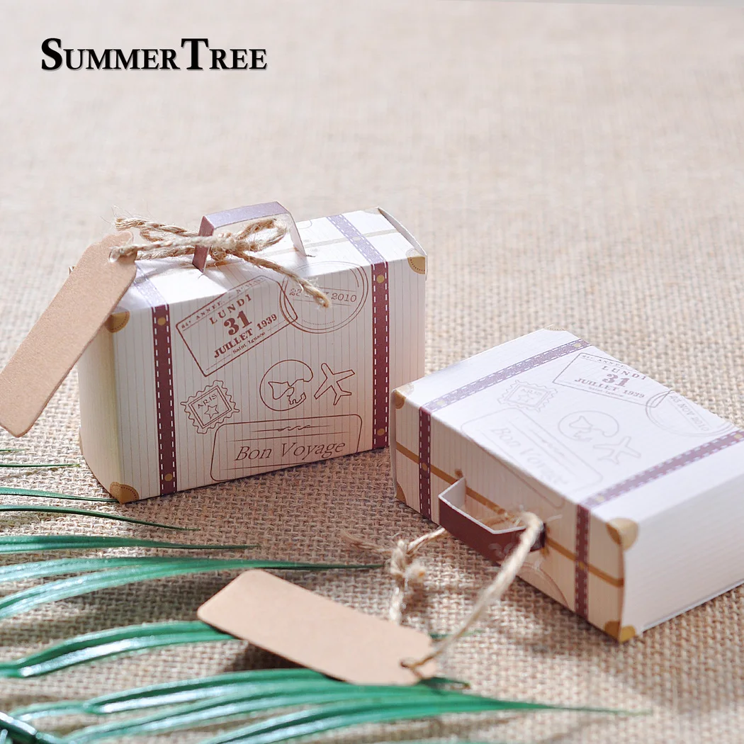 10/50/100PCS Suitcase Candy Box Bonbonniere Wedding Gift Bags Travel Themed Party Favors Birthday Baby Shower Decoration