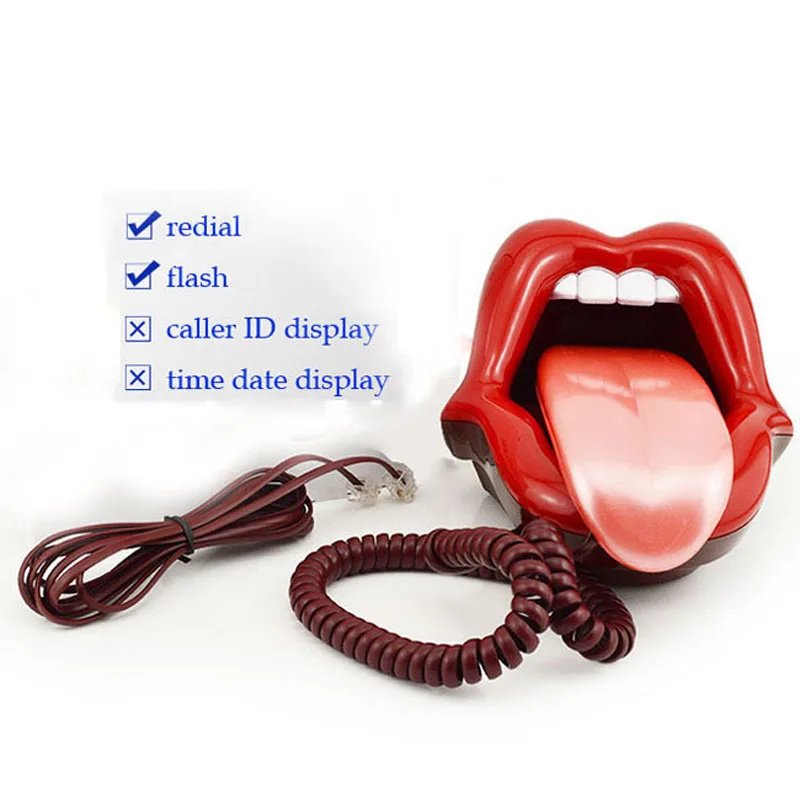 Red Lips Kiss landline house Mini Telephone Corded phones for home fixed mouse portable wired land line for children kids lady