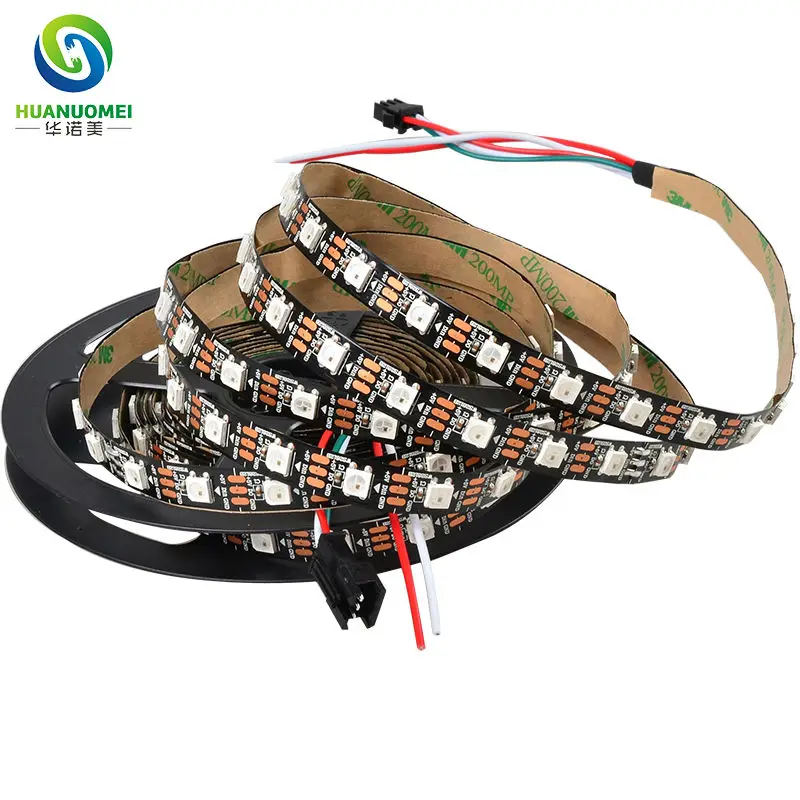 full color addressable 60LEDs/m ws2812b rgb led strip ws2812 pixel light ws2811 chip 5050 smd black pcb non-waterproof IP20 dc5v